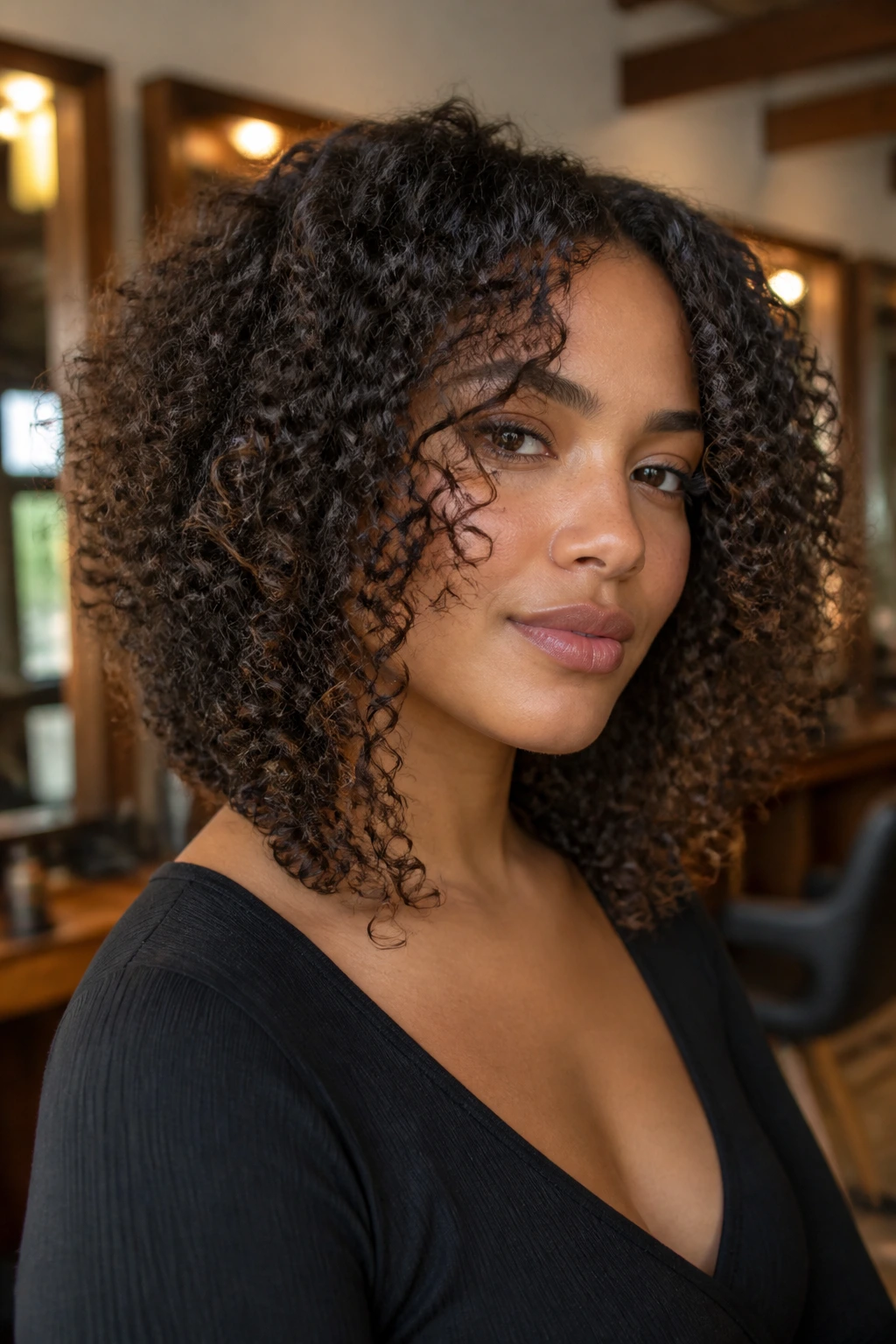 Real person with tapered back and long front pieces 3b curls