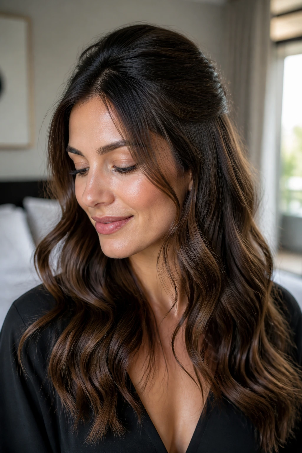 Real person with lifted crown and flowing waves