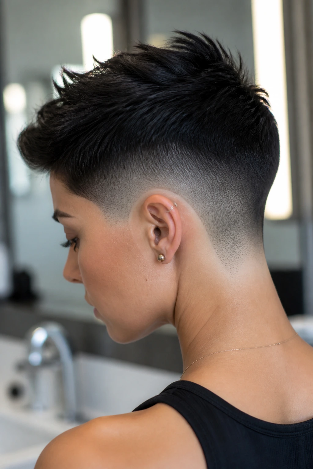 Close-up of temple edge and crisp line on a real fade