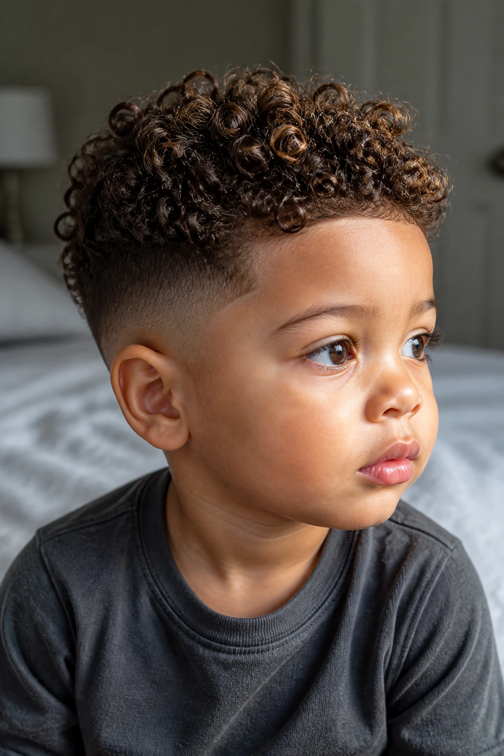 Toddler with temple fade and top ringlets