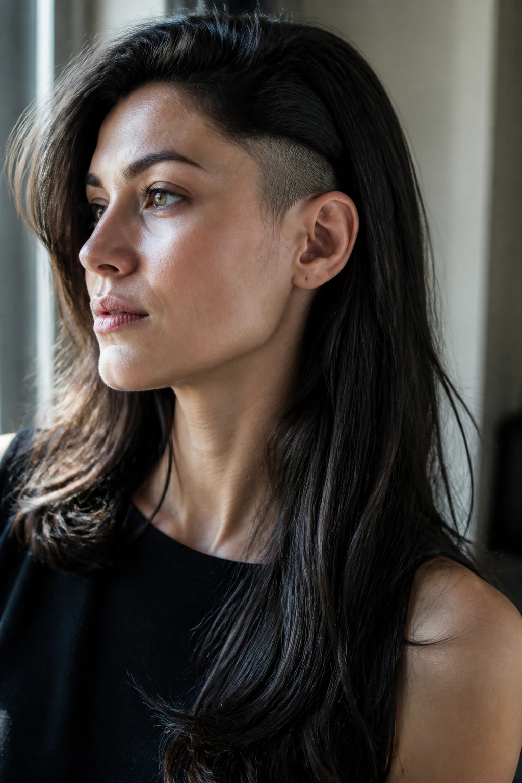 Portrait showing temple peek undercut.