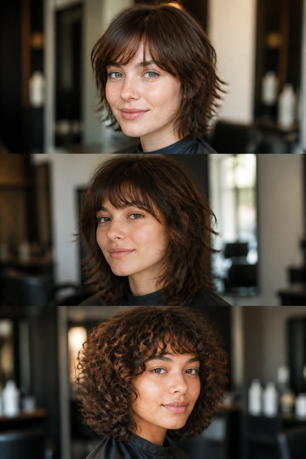 Real person with shag hairstyle showing texture variations