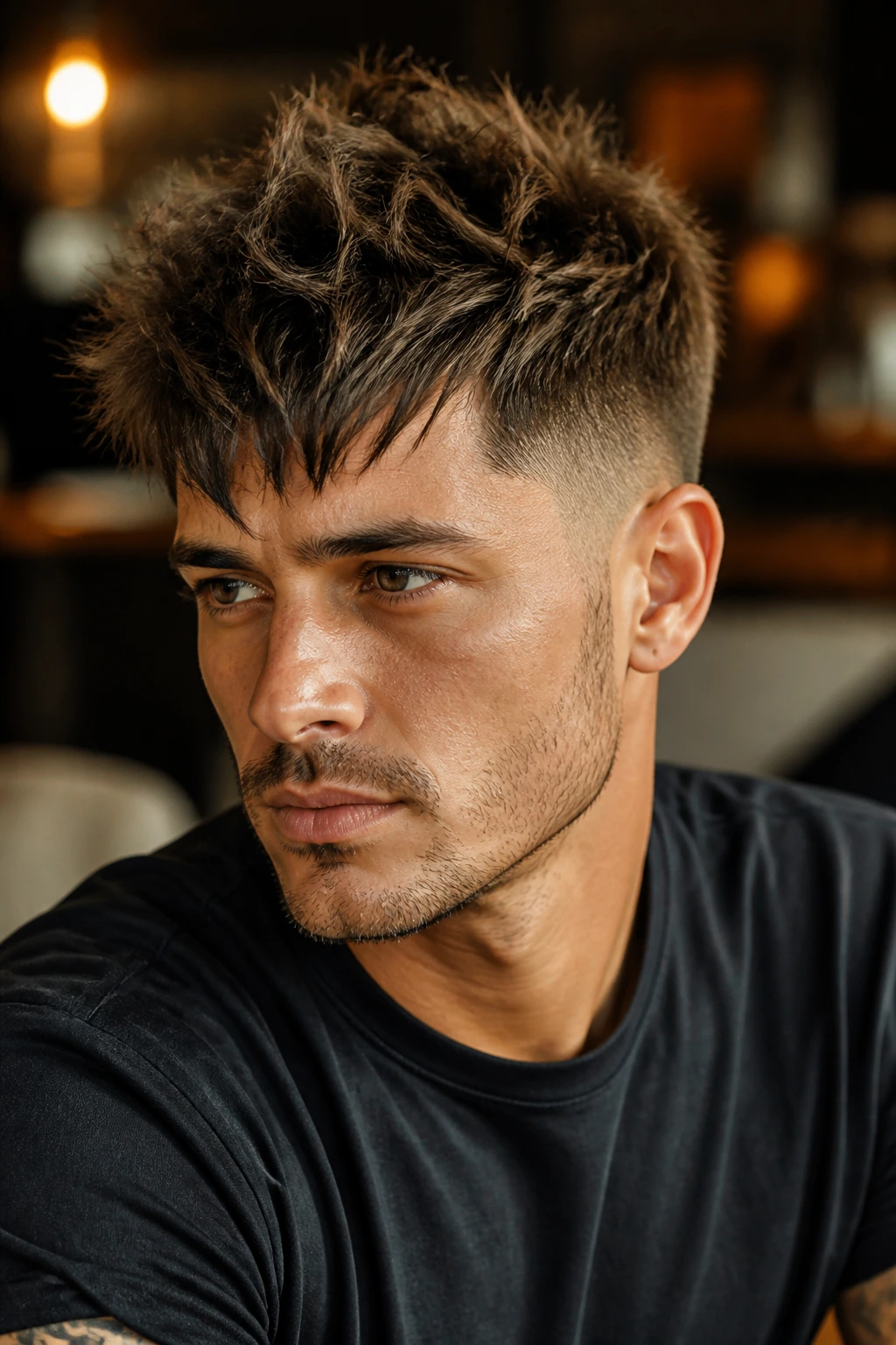 Man with textured crop and spiky fringe