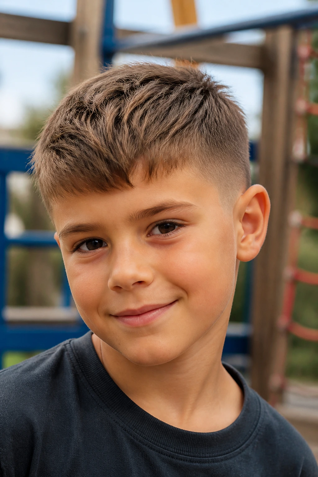 Close-up of child with textured crop at a playground