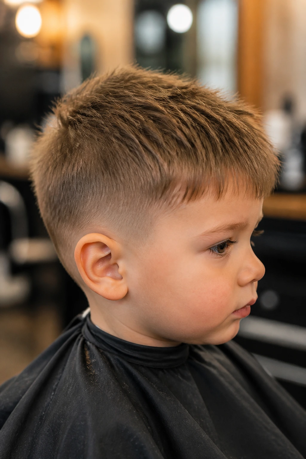 Toddler boy with textured crop showing feathered ends