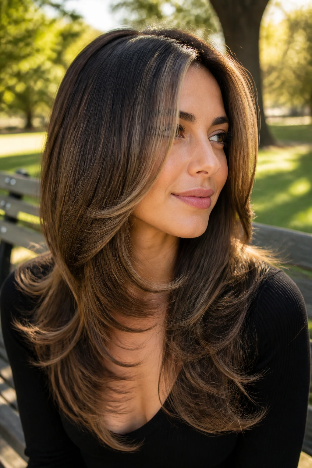 Close-up portrait with textured ends and a clean face frame