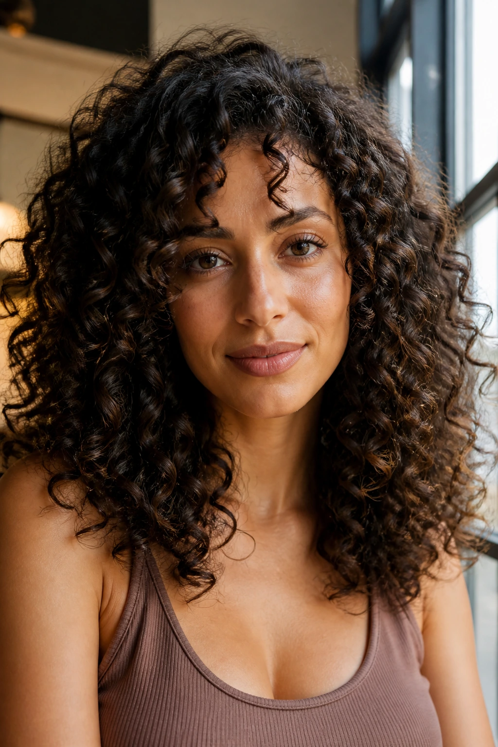 Close-up of thick curls showing defined structure and weight.