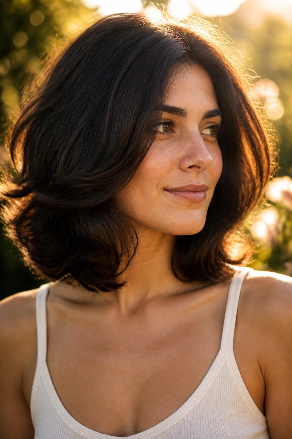 Close-up portrait of a real person with thick hair in a breathable, voluminous shape.