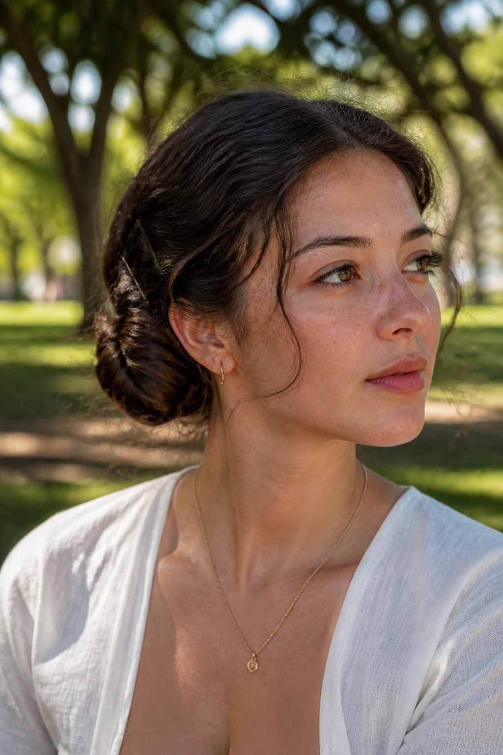 Close-up of thick-hair coil bun on a real person with two distinct coils