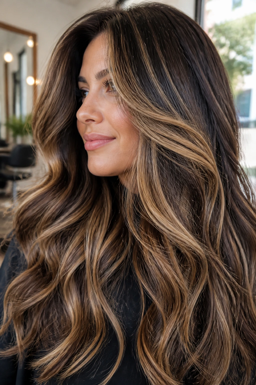 Close-up of thick hair with strong highlight contrast