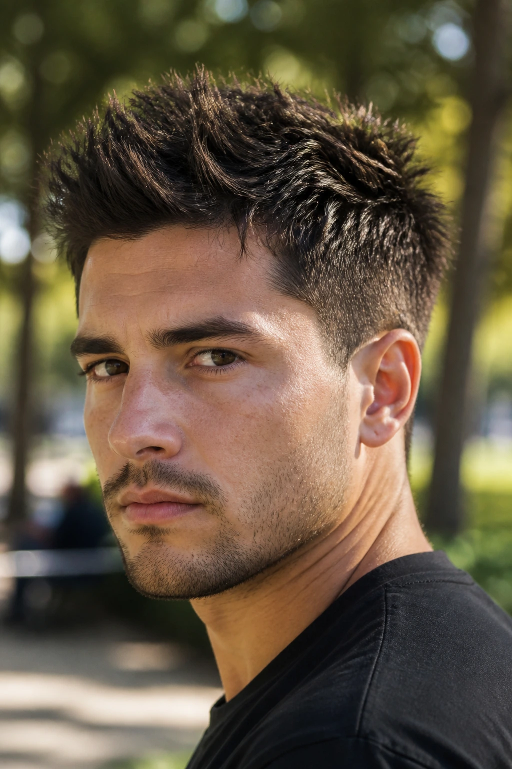 Portrait of man with thick-hair heavy texture spikes hairstyle