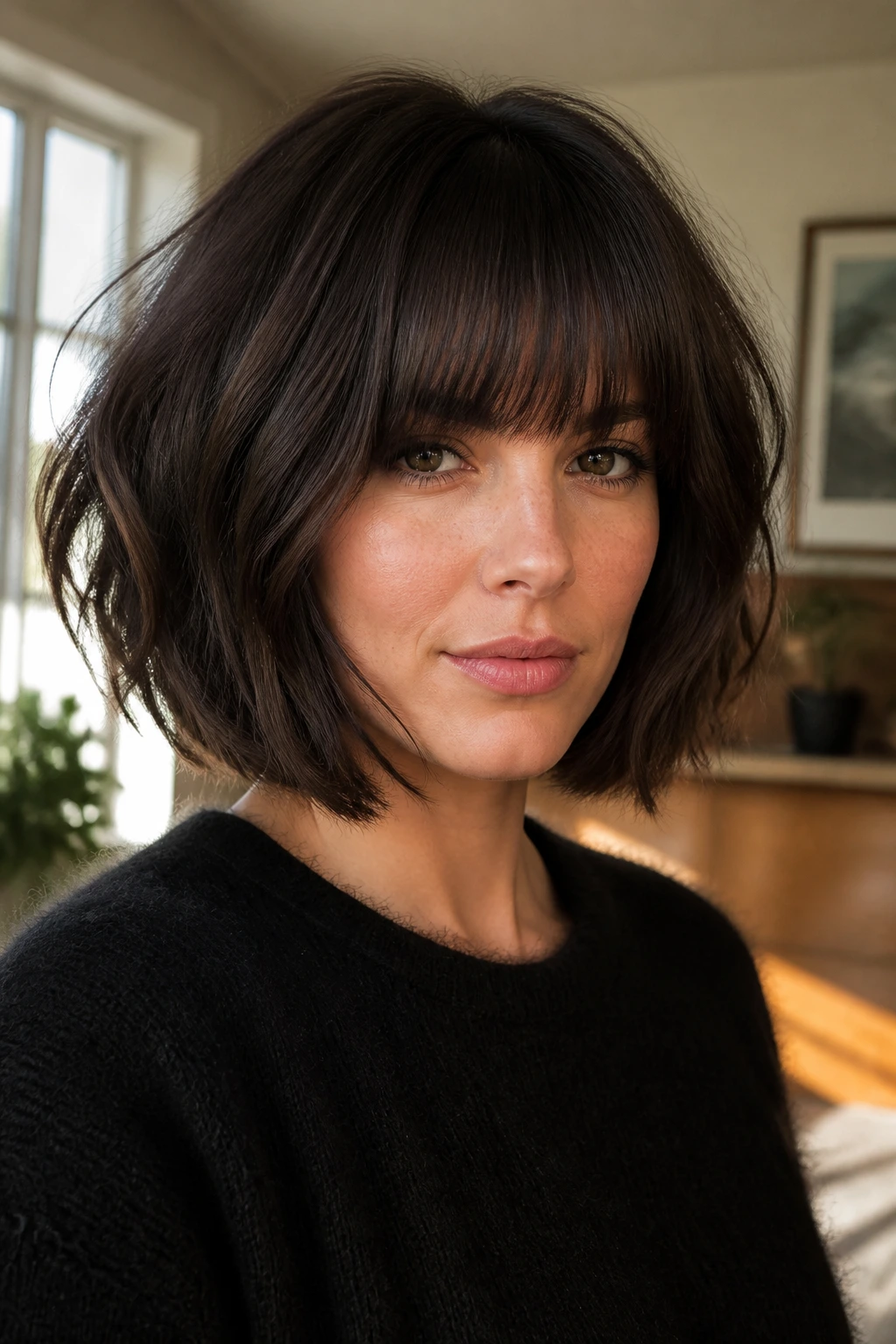 Close-up portrait of a thick-haired person highlighting weight and silhouette