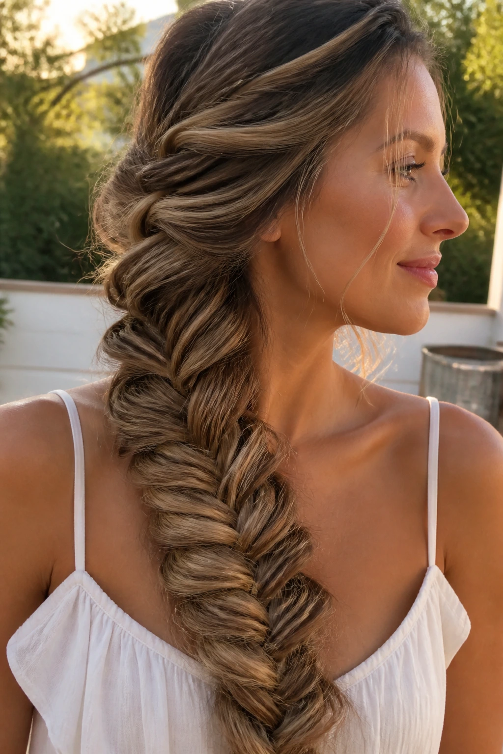 Real person with thick pancake fishtail braid filling the frame.