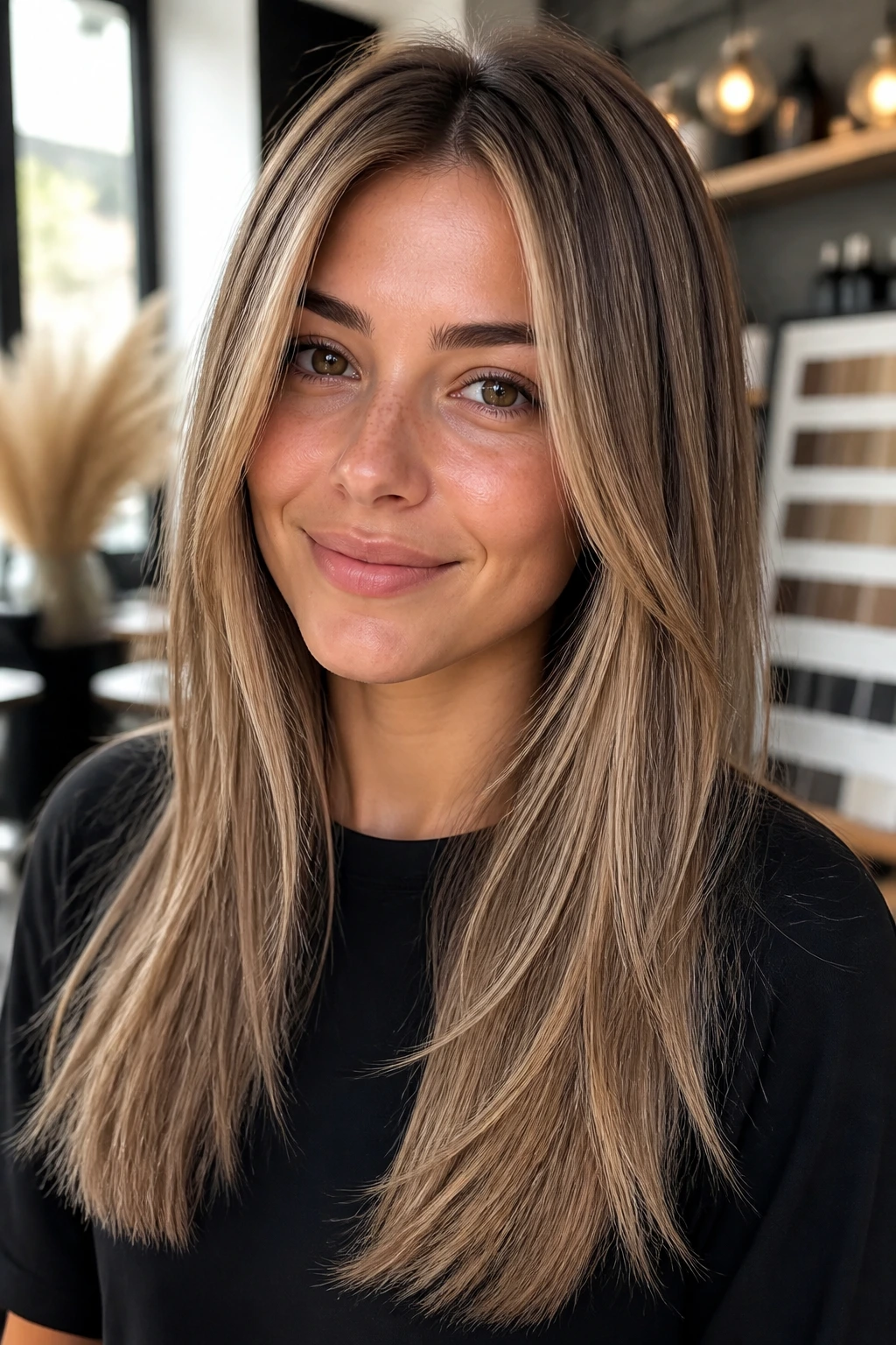 Real person showing multiple-tone hair tones and placement concepts