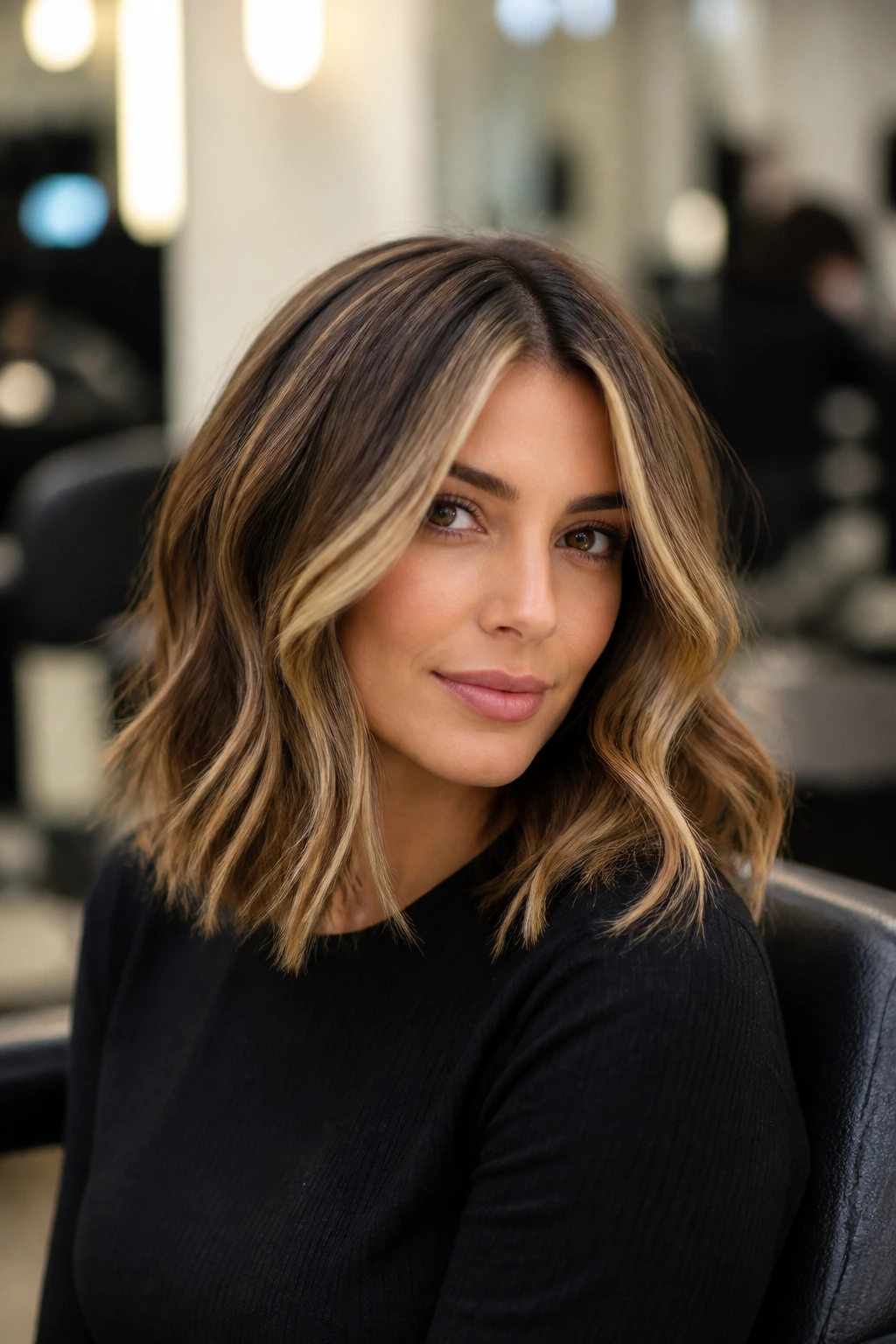 Close-up of hair tone and placement around face on a real person.