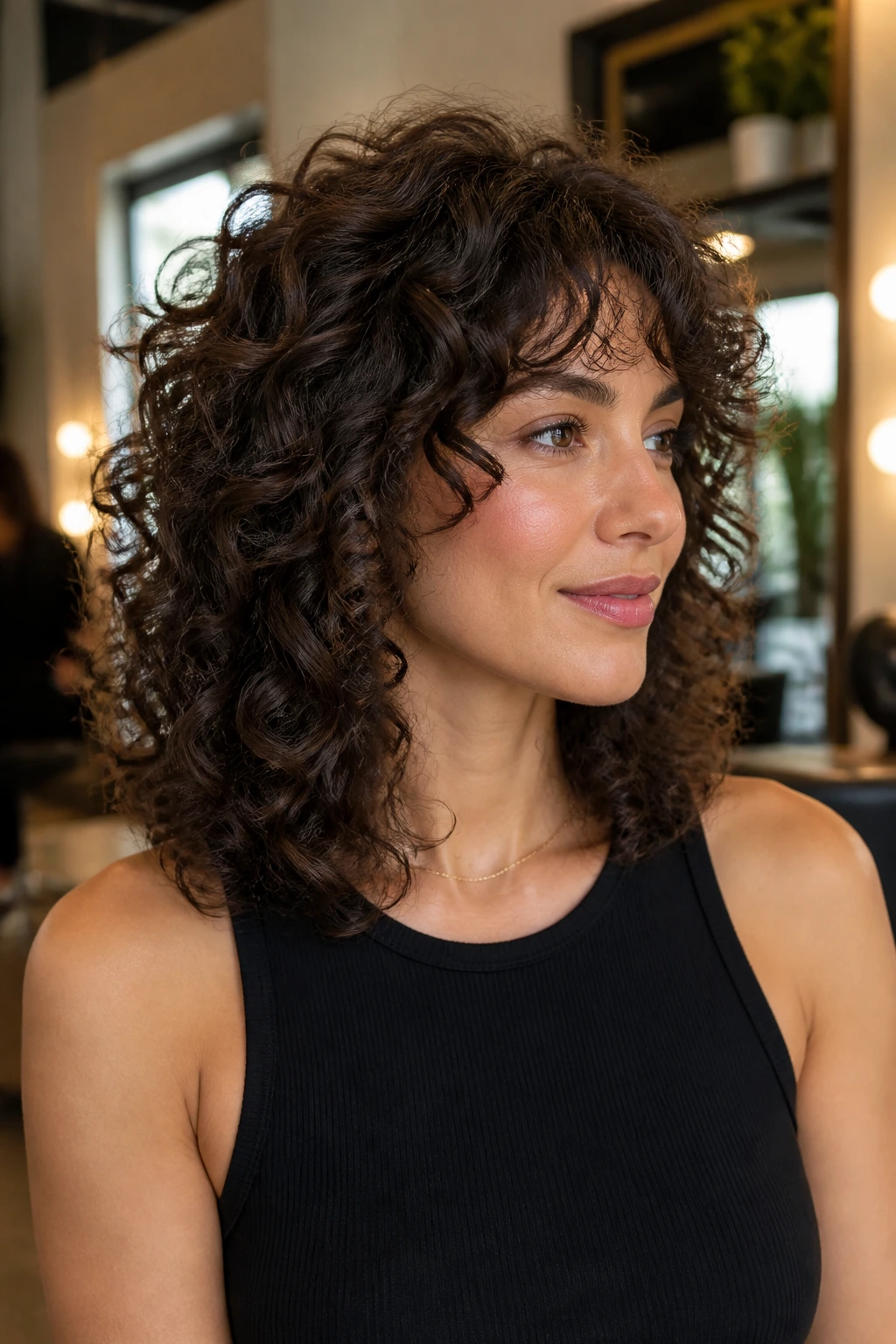 Head-and-shoulders of a real person with Triangle-Balancing Layers showing lifted crown.