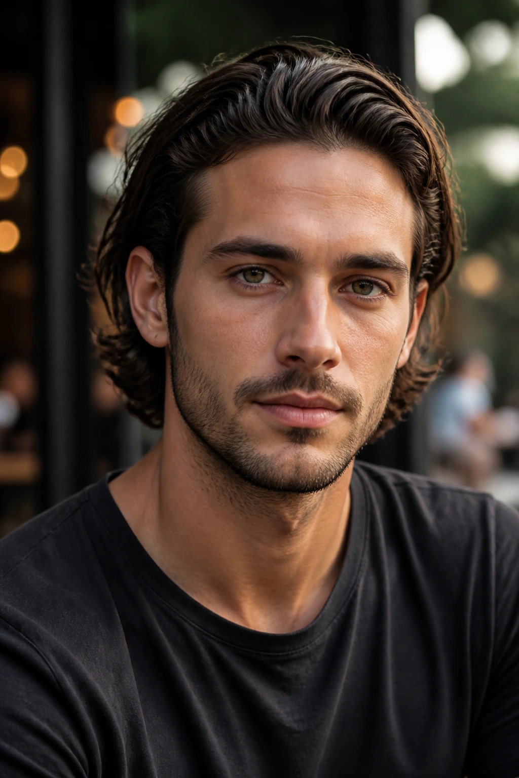 Portrait of a man with tucked-behind-ears flow, waves tucked behind ears.