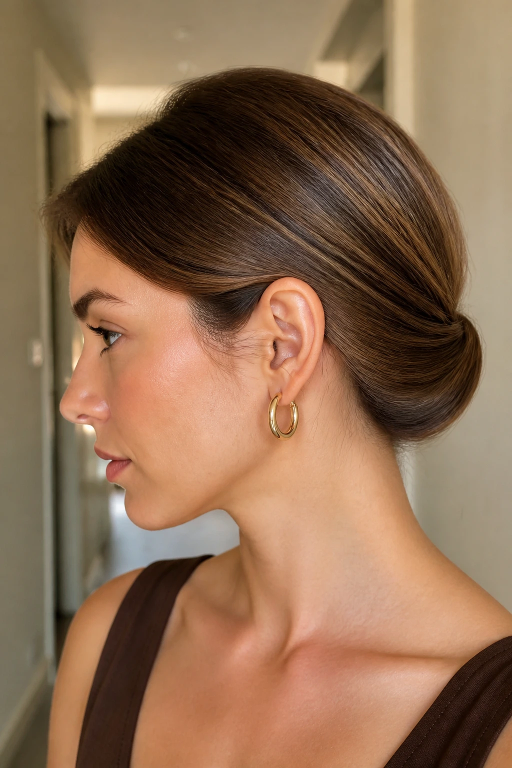 Tucked-End Pony: tail tucked under for a compact silhouette