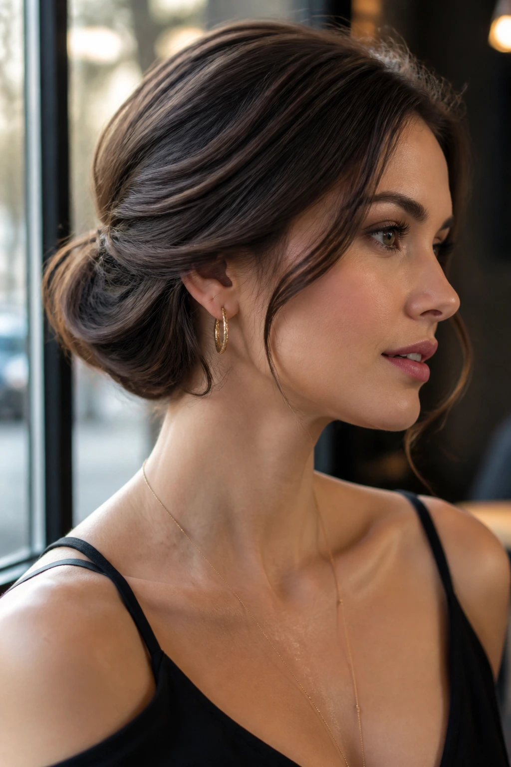 Real woman with a tucked-in faux bob