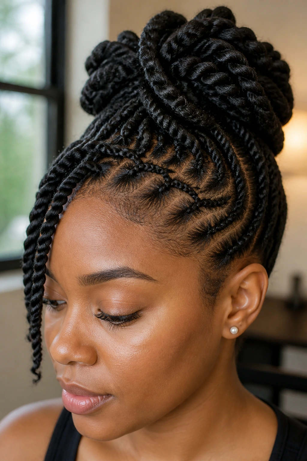 Head with varied twist sizes around crown