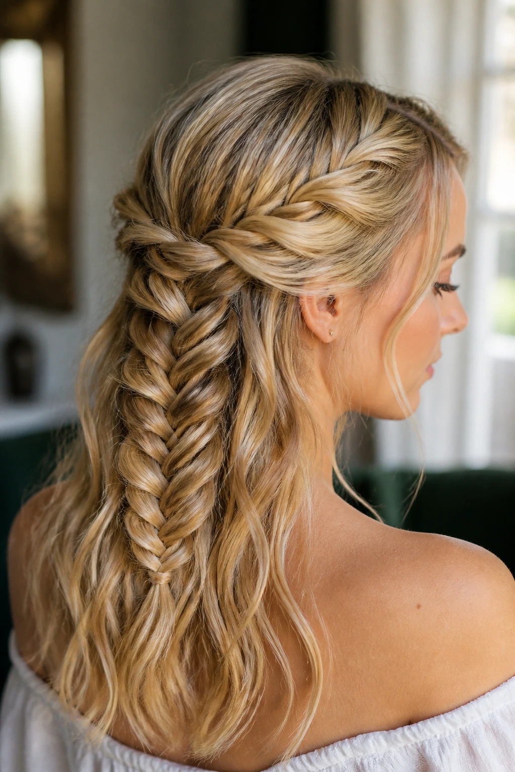Portrait of real person with twisted halo fishtail