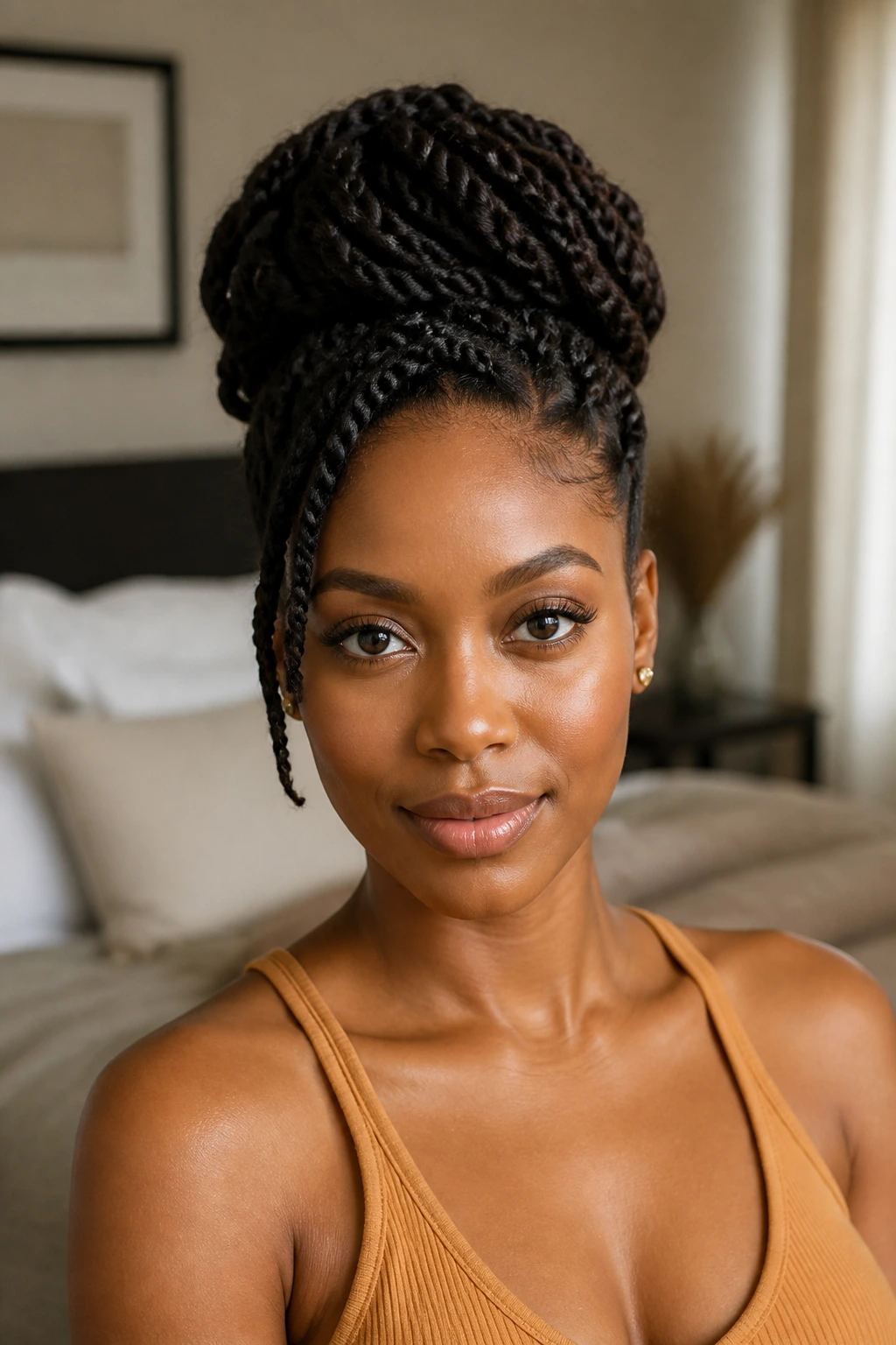 Real person with two-strand twist updo