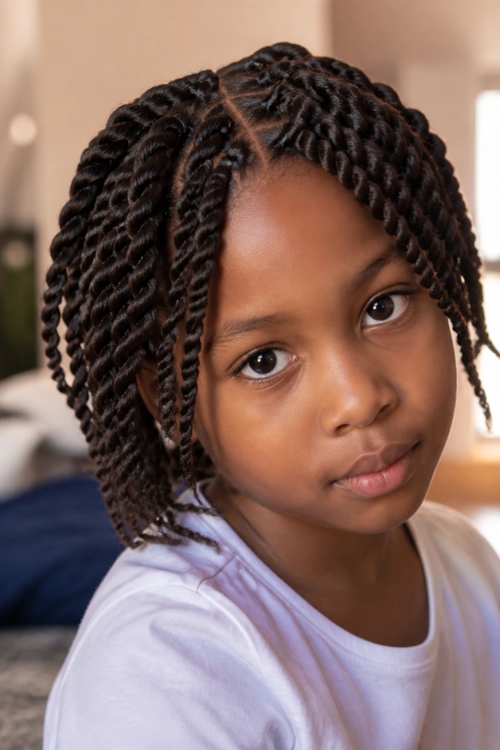 Close-up of a child with classic two-strand twists