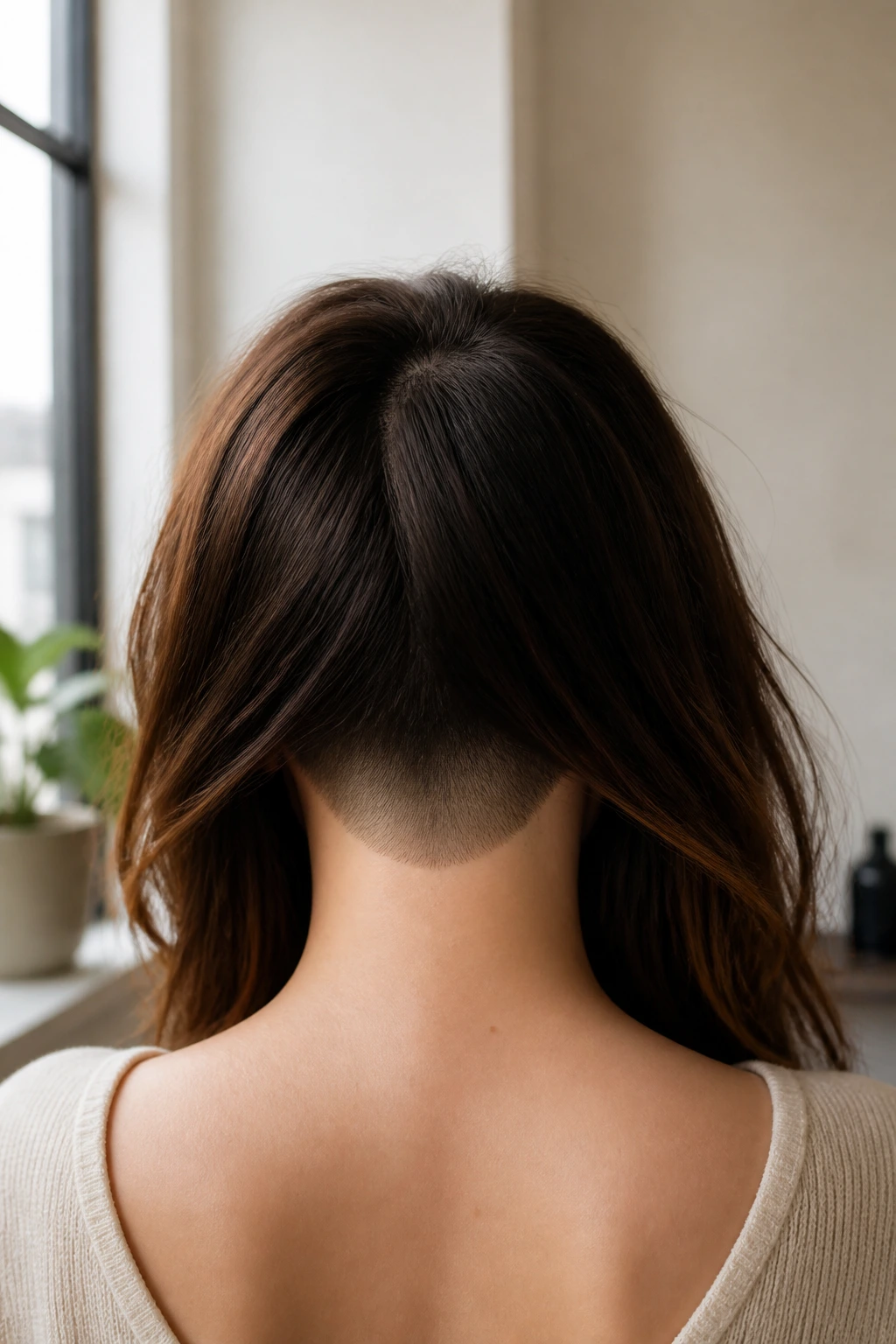 Back-of-head view with a soft U-shaped nape undercut