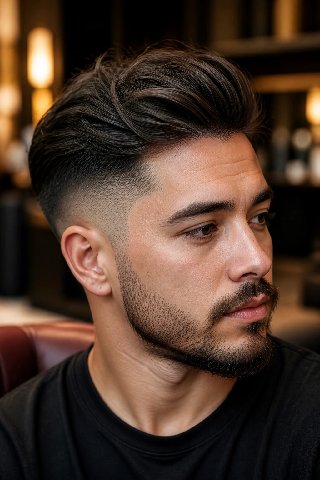 Close-up of a real person with a soft blended undercut