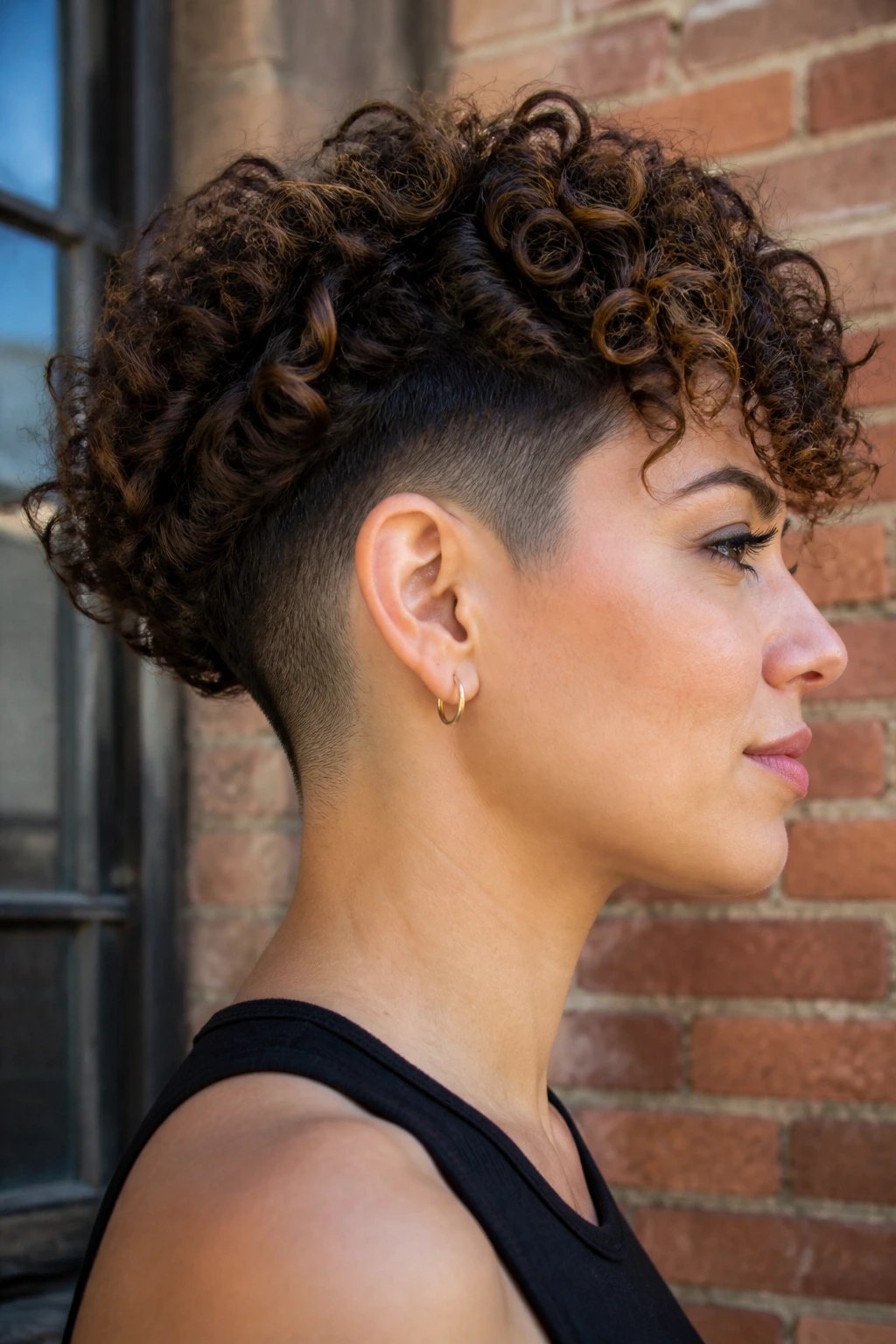 Profile of a real person with dense 3A hair and visible undercut.