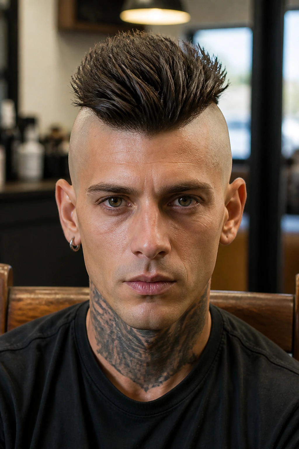 Close-up of real person with a disconnected undercut hawk
