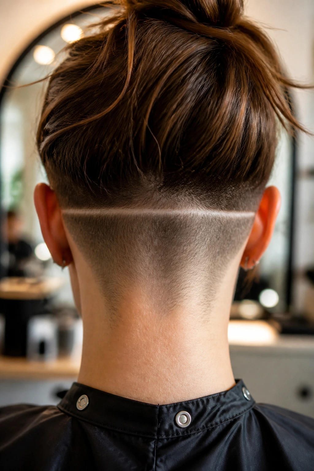 Close-up back of head showing defined undercut line at nape