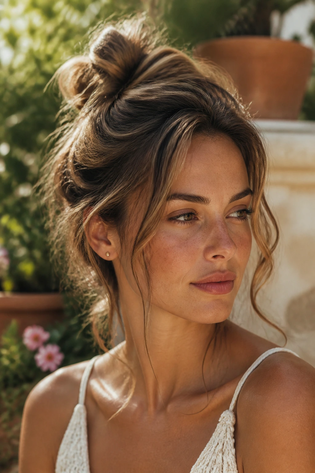 Close-up of an undone top twist with textured ends on a real person