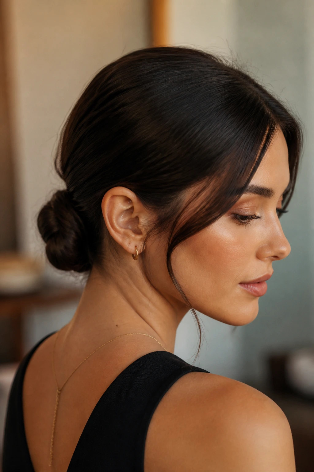 Portrait of a person with a versatile updo variation