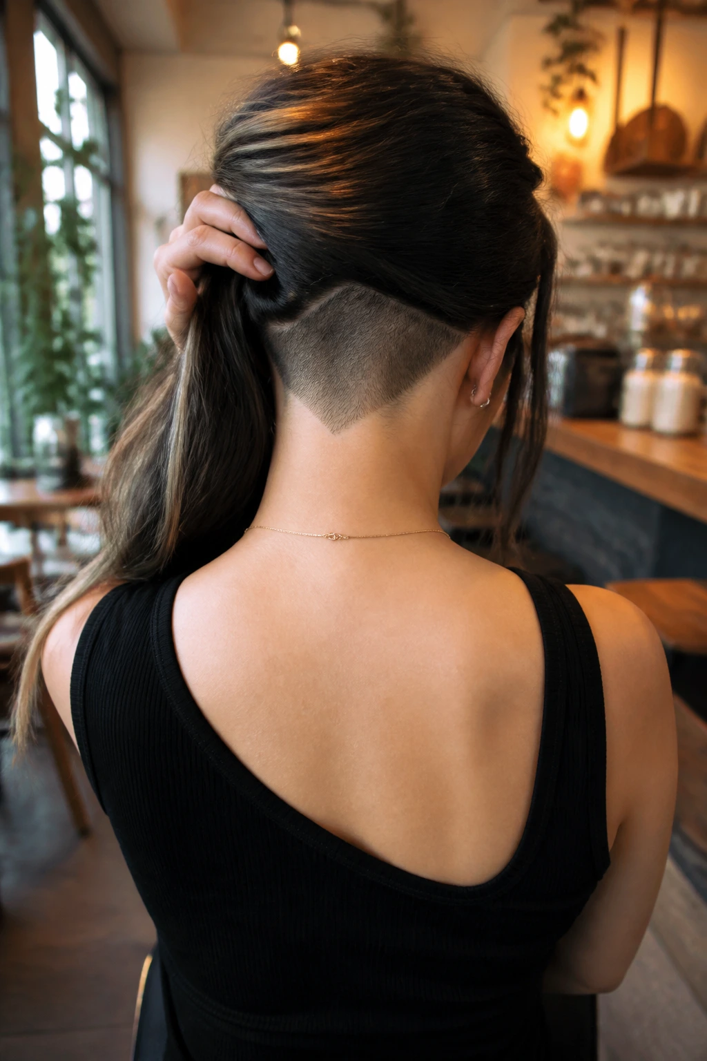 Back of head showing V-shaped nape undercut