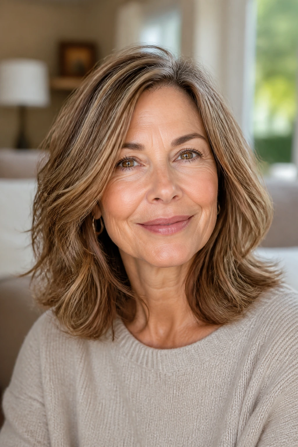 Portrait of a shoulder-length hairstyle with versatile look