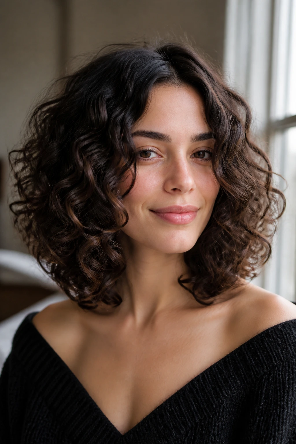 Real woman showing voluminous lob with center part