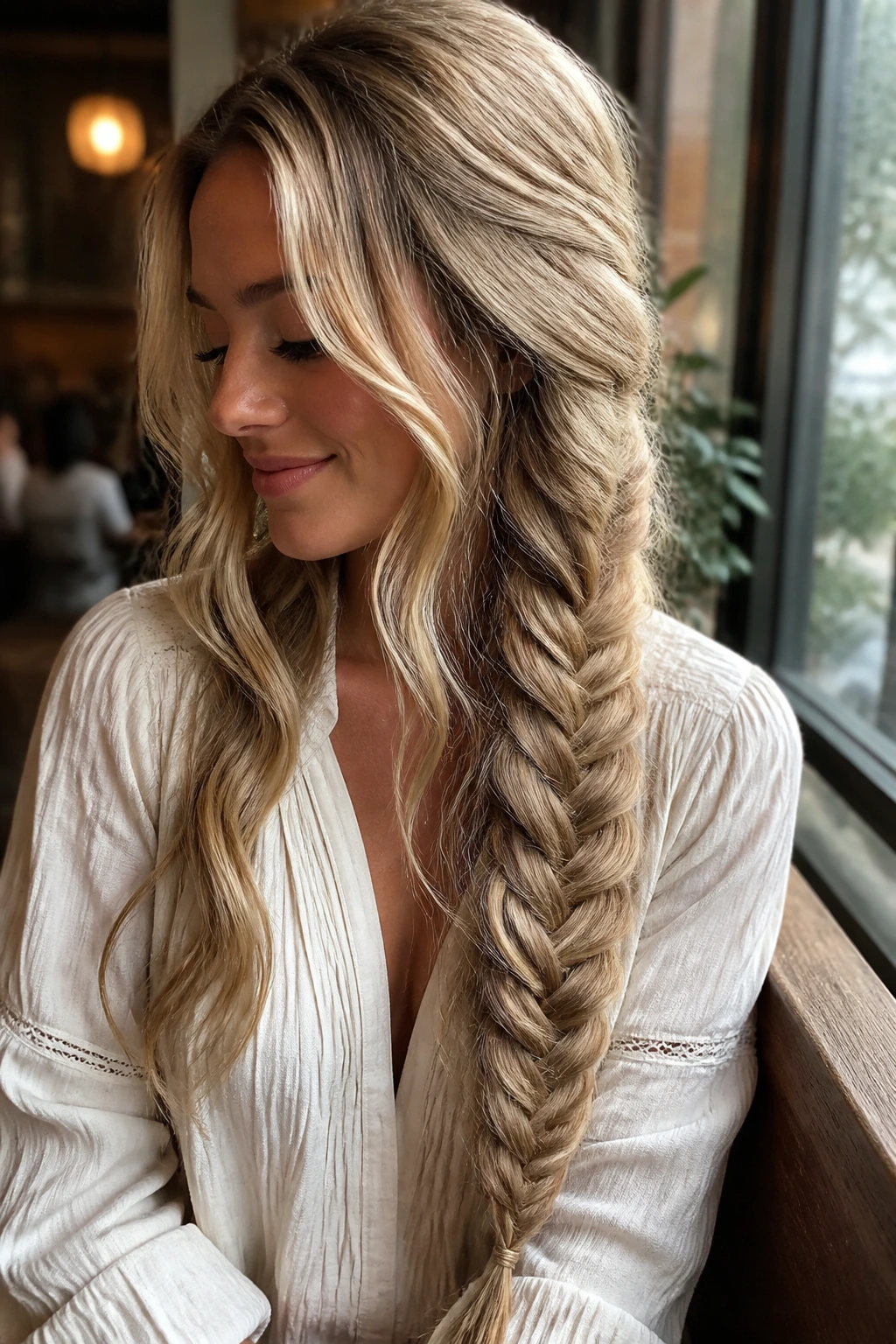 Close-up portrait of real person with waves beneath fishtail