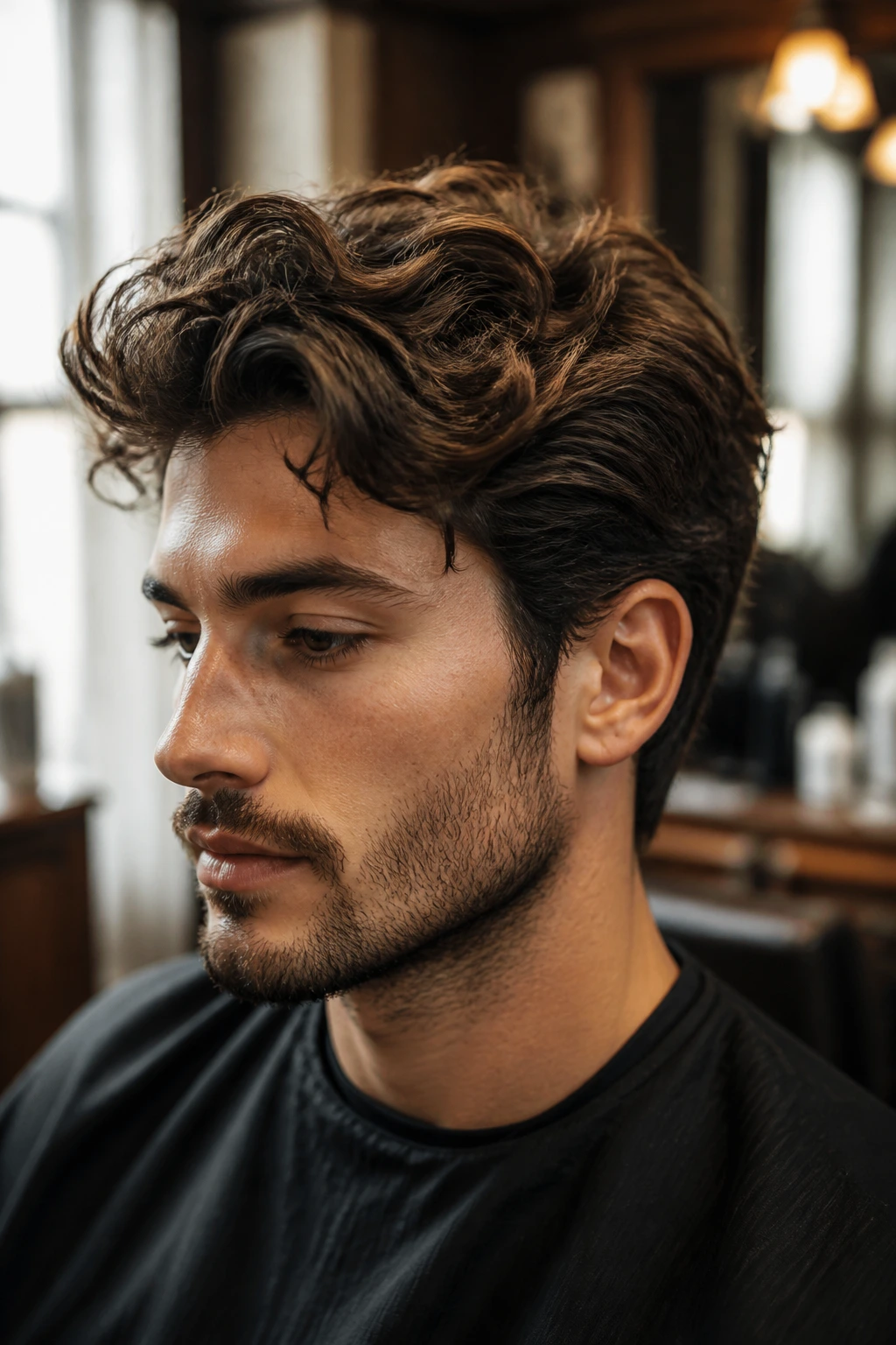 Portrait of a man with defined waves under soft side light