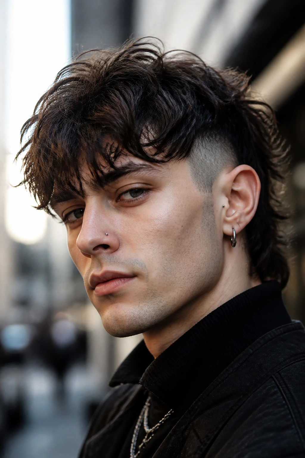 Portrait of a person with a wavy shag Chelsea cut showing layered waves and broken fringe.