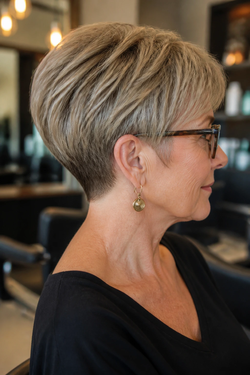 Head-and-shoulders portrait of a woman with a wedge cut and clean nape