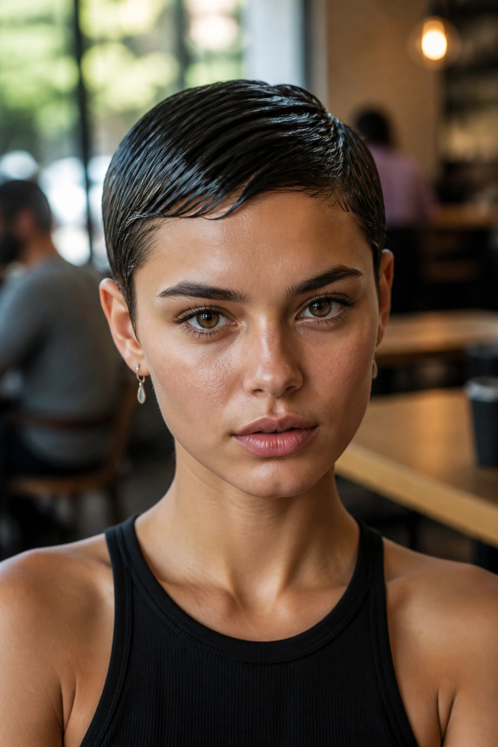 Close-up of a real person with a wet-look crop for graduation