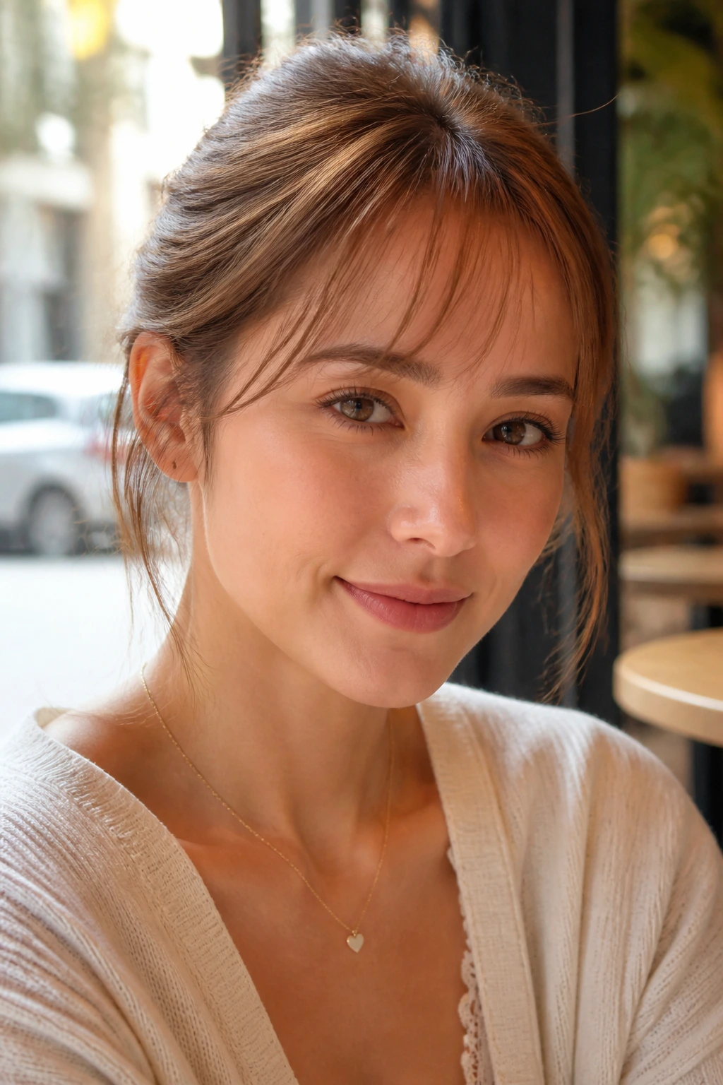 Portrait of a person with whisper-thin side fringe