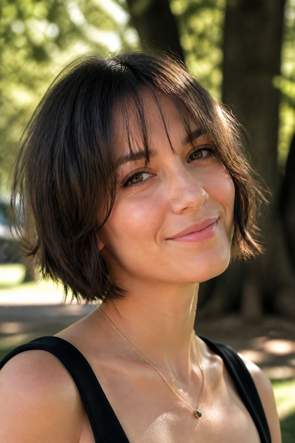 Wispy curtain bangs breaking up a bob with airy front pieces