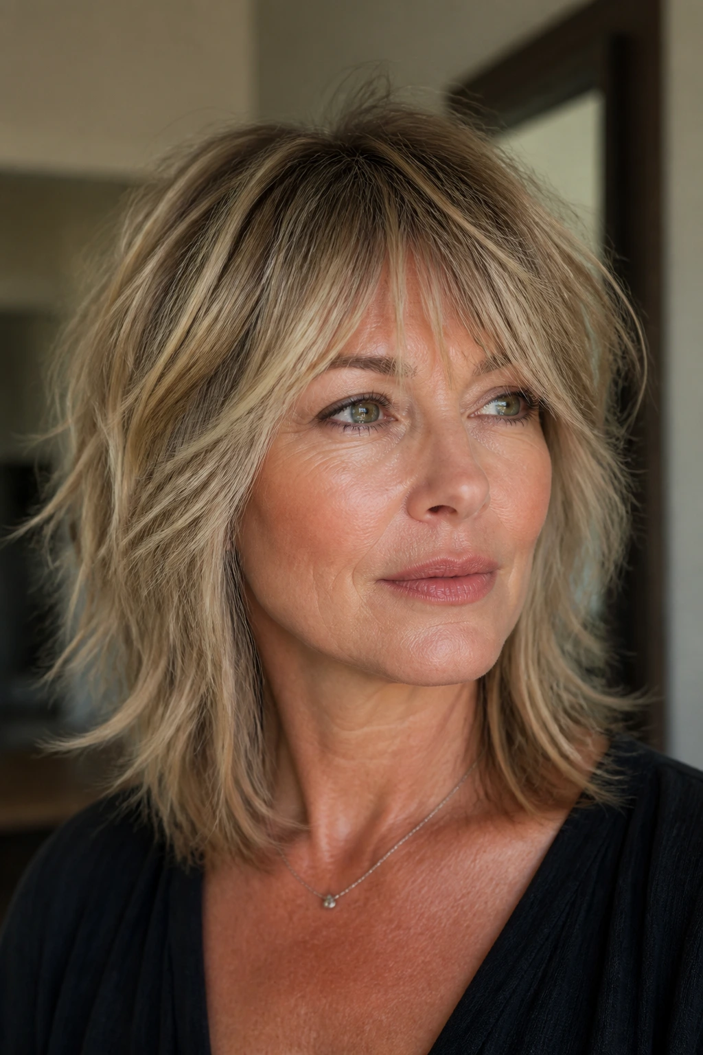 Portrait of a person with Soft Shag wolf cut showing softer edges