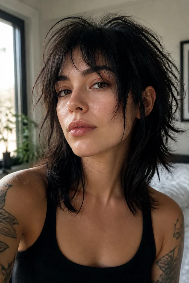 22 Shoulder Length Wolf Cuts for Edgy Layered Texture